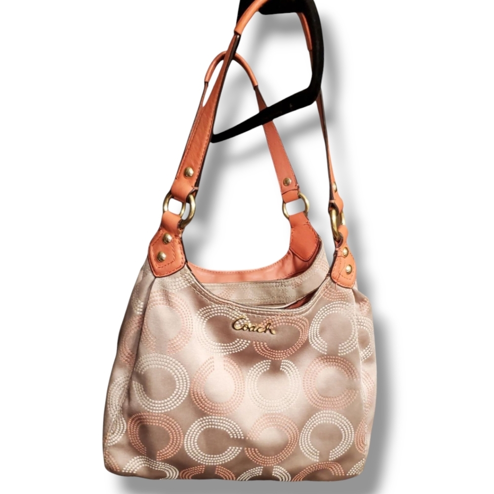COACH Ashley Op Art Dotted Signature Hobo Shoulder Handbag F21920 Y2K VINTAGE